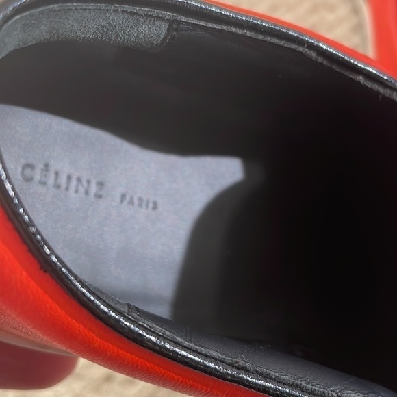 CELINE Athletic Slip On Orange Leather Slides Platform Structured Sneakers - Picture 5 of 10
